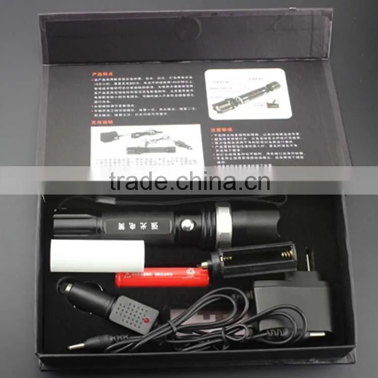 Three-speed police zoom rechargeable LED Flashlight