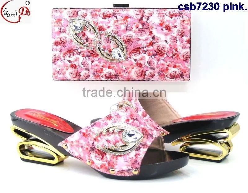 CSB7230 Top fashion latest fashion woman italy style high heel shoes and glitter bags