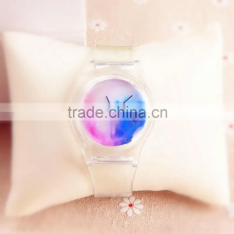 Stock!Fashion High Quality New Arrival Cheap Simple Transparent Plastic Wrist Watch for Gift