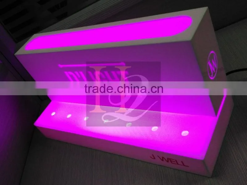 acrylic makeup display stand with different color LED light