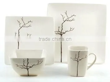 ceramic yellow square dinner set