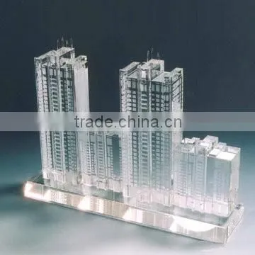 Fashion 3d laser crystal miniature building models for business souvenir
