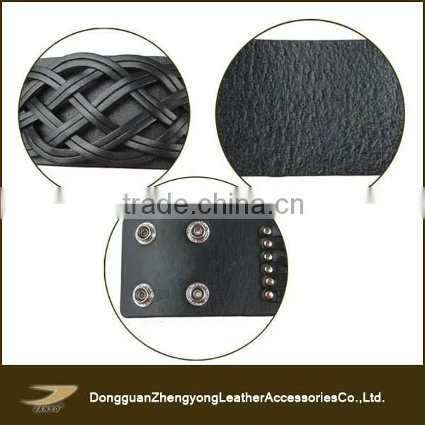 Wholesale custom quality pure leather black braided bracelets for men