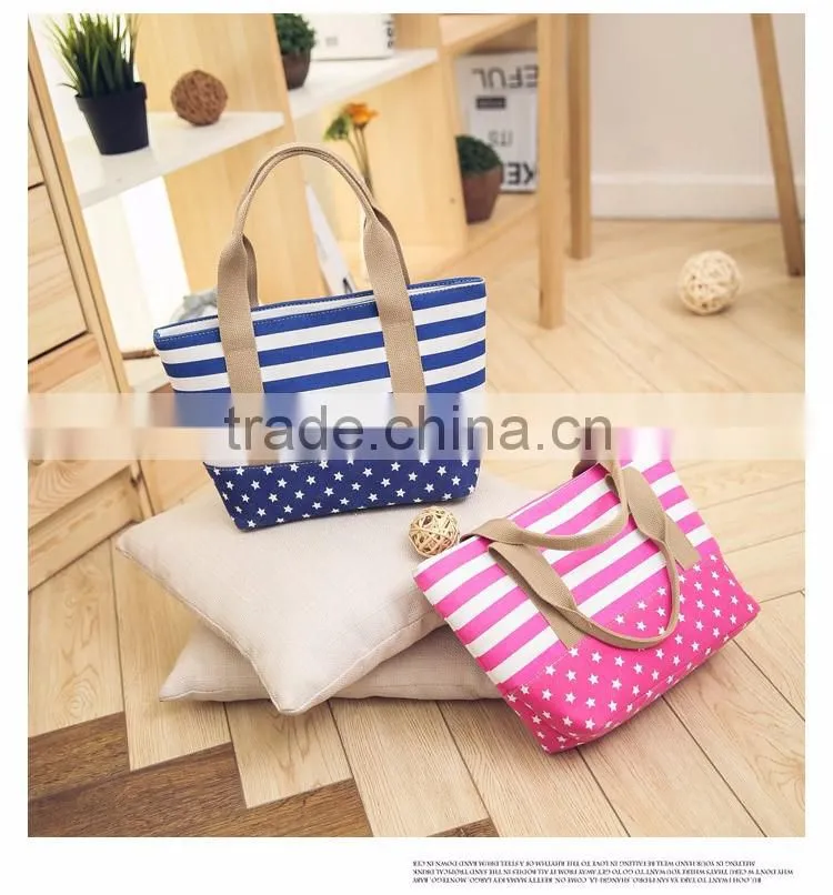 Cotton canvas beach tote bag
