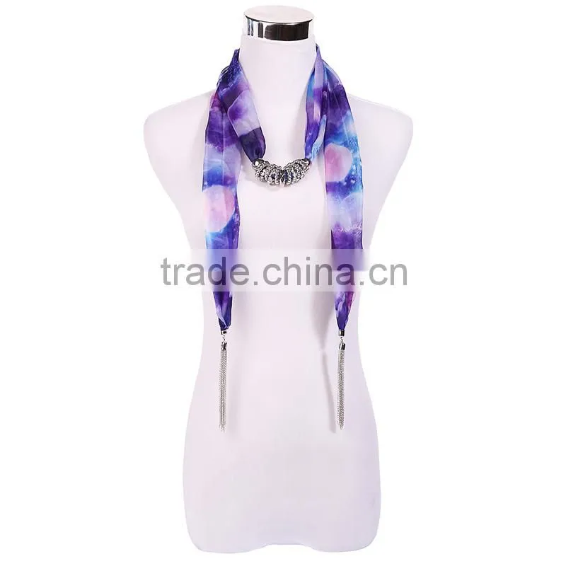 China fashion jewelry new product soft chiffon scarf fashion necklaces