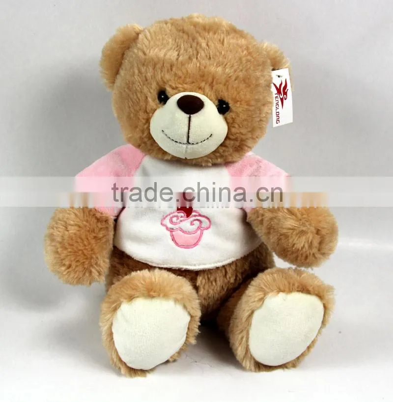 Luckiplus Hot Sale First Class Adorable Icecream Cloth Bear Pink and Blue Safe Technology Toy For Kids