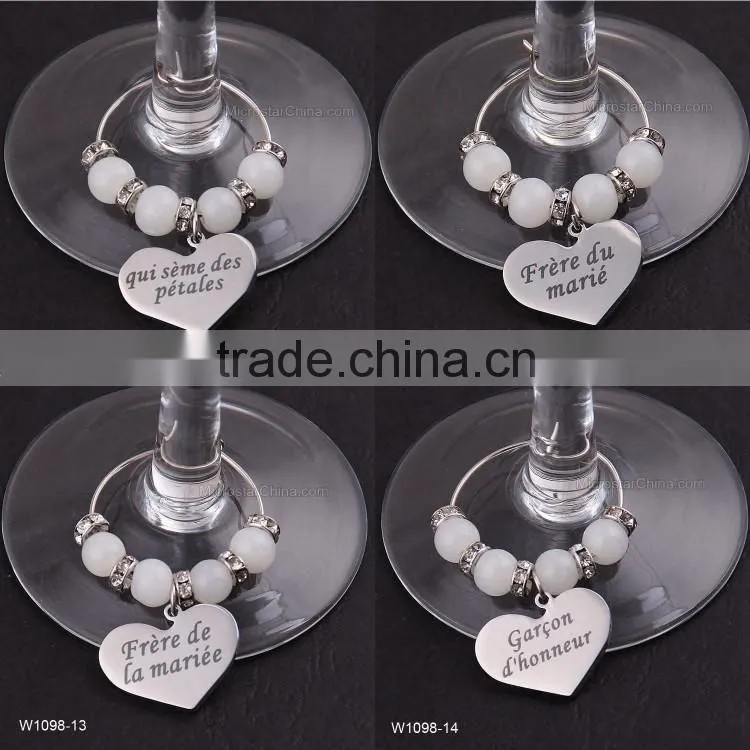 Wedding DIY Decorations French Luxurious Events Table Decorative Crafts Party Supplies Wine Glass Charms