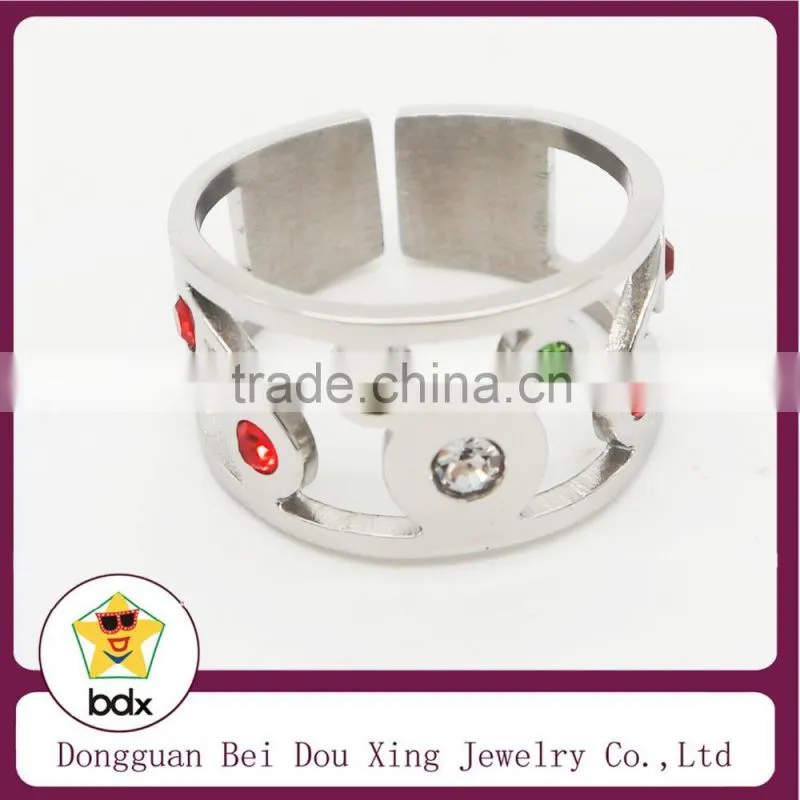 Fashion colorful crystal Gem stainless steel key ring