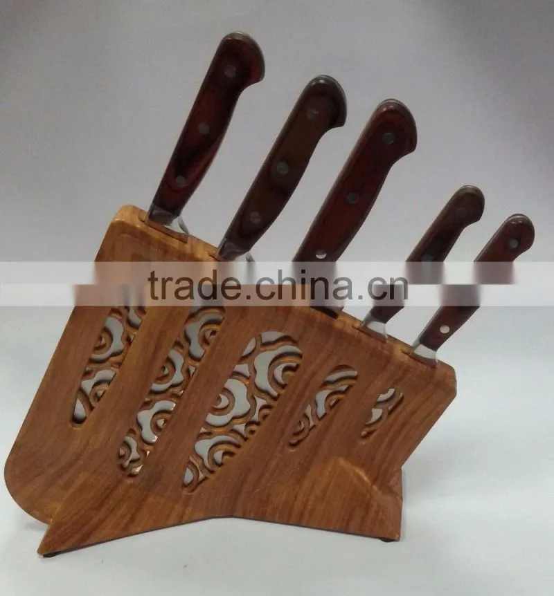 Six sets kitchen stainless steel cutlery set combination Colour wooden handle high-grade knives set