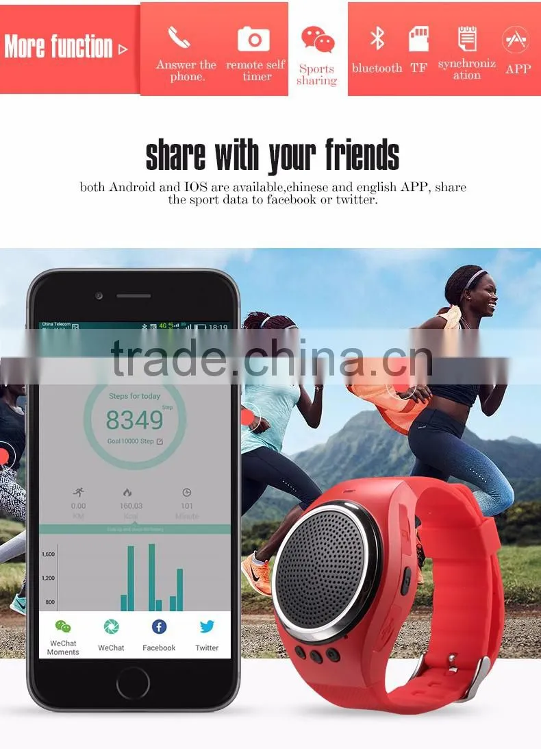 Fanmusic RS09 Creative Sport Bluetooth Wireless Speaker Multi-Function Bracelet