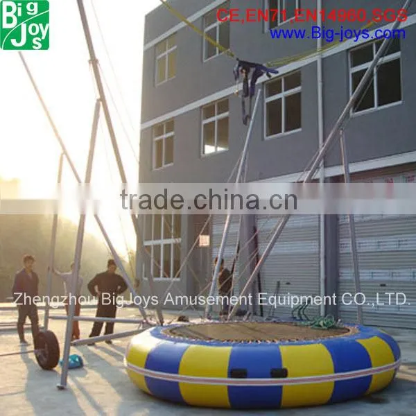 4 person bungee jumping trampoline for beach, 10m*10m outdoor bungee jumping trampoline with trailer