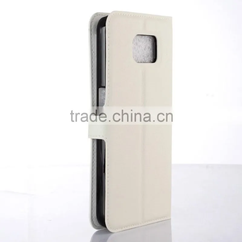 Factory Price Lichee Leather Pouch Wallet Case Folio Stand Cover for Samsung GALAXY S7 Plus