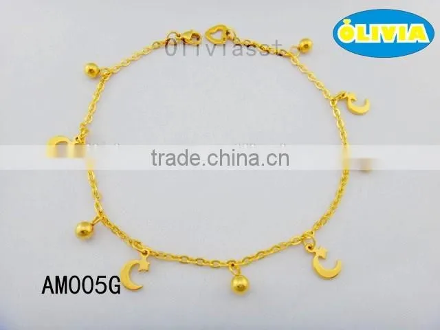 Olivia Jewelry 18k Gold Foot Jewelry Anklet With Heart Charm In Stainless Steel