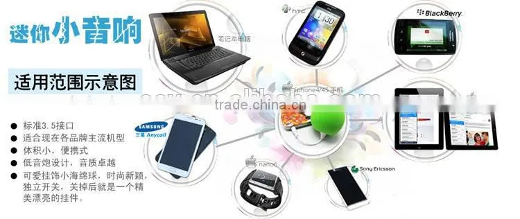 New Arrival Portable On-The-Go Cute Sponge Speaker for phones/tablets/computers/players (USB charging cable enclosed)