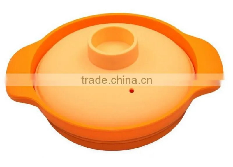 Silicone microwave cooking handle bowl silicone rubber food steamer with cover
