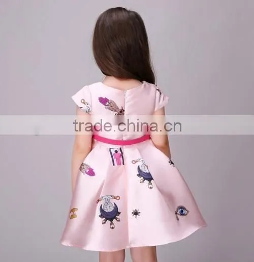 2016 lovely baby girl designer one piece party dress summer hot sale party dress for 2-12 years old girls