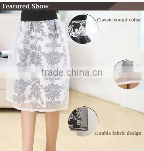 Elegant Ladies Women Retro High Waist Lined Casual Organza Skirt