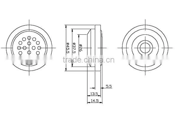 Diameter 45.5mm load 100ohm round electret microphone