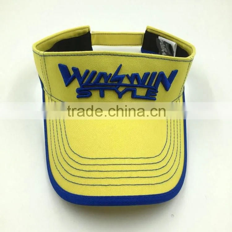 Custom design 100% cotton sun hats sports visor with 3D embroidery