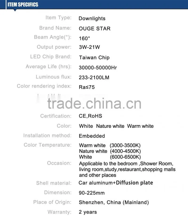 Round shape led Downlight 3W 5W 7W 9W 12W AC85-265V white warm white nature white LED Lamps For Home Decoration