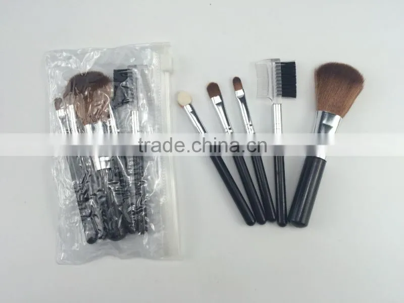 2015 simple black 5pcs wooden handle personalized makeup brush set