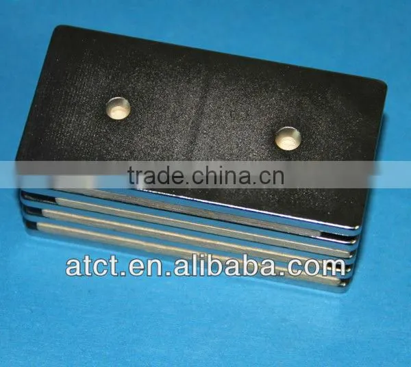 Two Holes on Side Rare Earth Rectangle Magnet