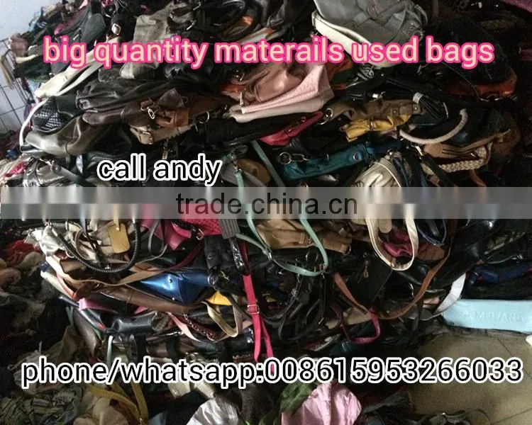 2015 fashionable wholesale second hand lady men used genuine leather bags