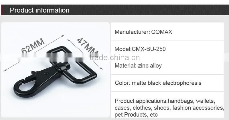 1.5 Inches Zinc Alloy Black Metal Snap Hook