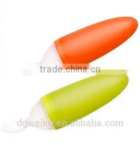 Silicone Extruding Assisted Food Feeder Weaning Spoon Feeding Bottle Spoon