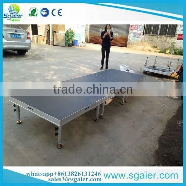 2017 aluminum simple stage , portable stage 4ft x 4ft with round legs ,adjustable stage