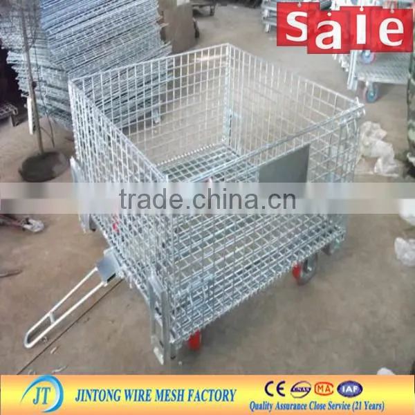 heavy duty rigid collapsable wire mesh container/storage cage