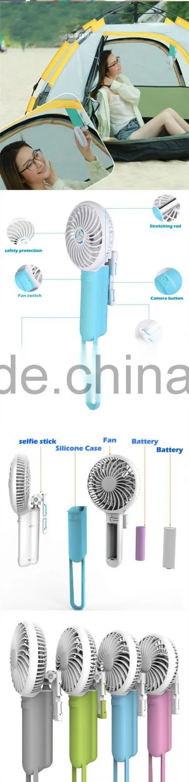 selfie stick, selfie stick fan, selfie stick with power bank 2200mAh