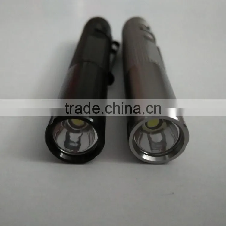AAA Battery LED flashlight pen style light cheap led flashlight with pocket holder