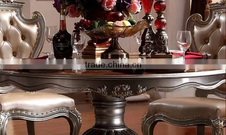 BISINI European Classic Dining Room Sets, Exquisite Carved Dining Table & Chairs Set, Round Dining Table and Chairs (BF01-ML017)