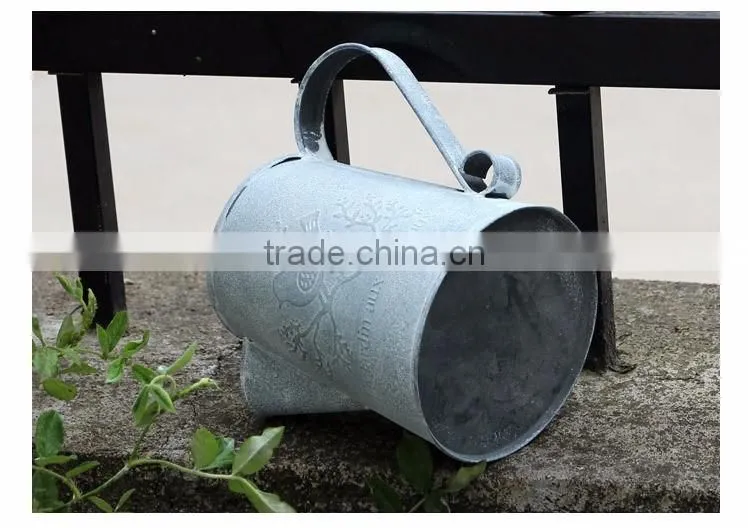china cheap custom printed antique indoor decoration metal flower pots with birds printing for livingroom