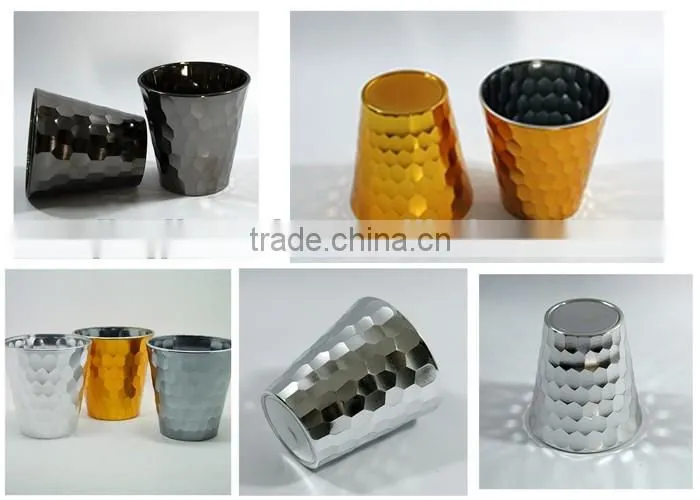 8 oz hand cut gold painted glass candle holder