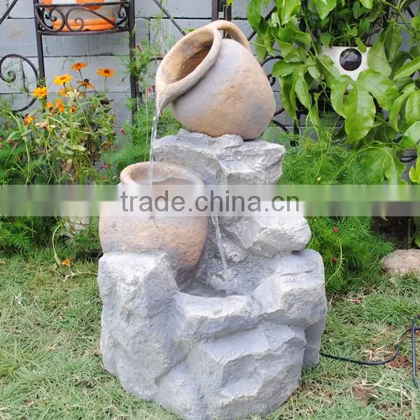 Popular resin garden outdoor water fountain with pots