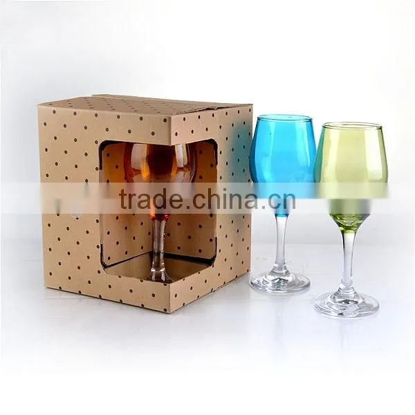 color white wine glasses cup with clear steam with gift box