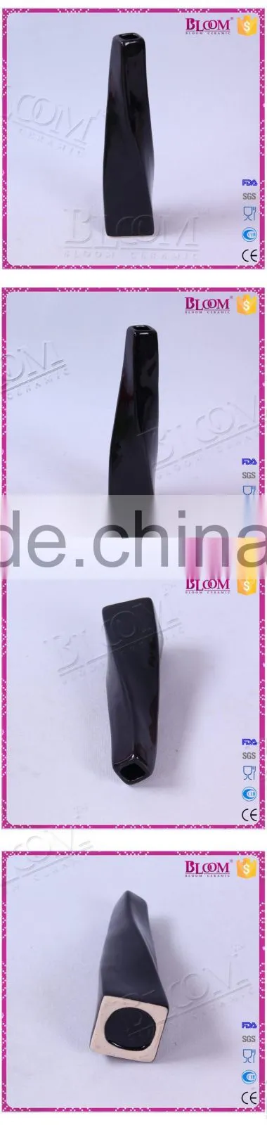 Irregular shape ceramic black glaze single flower vase