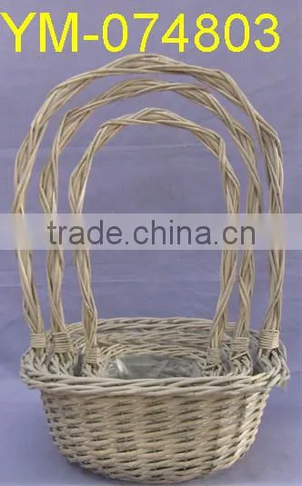 Unique Willow Flower Basket with Long Handle