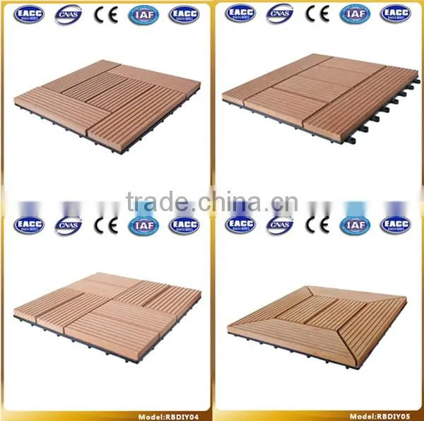 Waterproof wpc DIY floor tiles, non-slip interlocking floor tiles, wpc interlocking plastic base deck