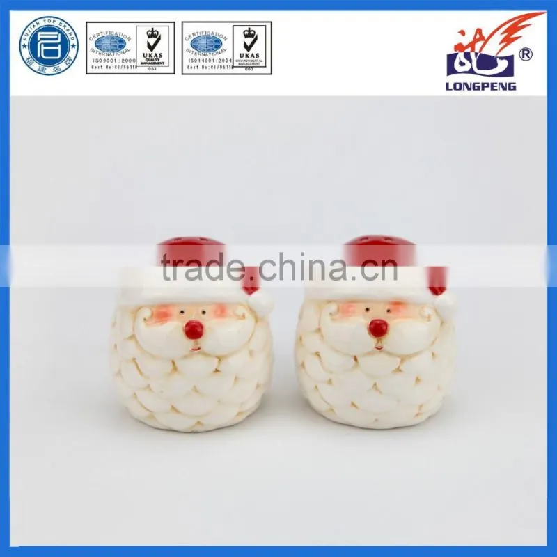 Christmas Santa Claus Heads Salt & Pepper Shakers Santa Claus Bust Head with Holly Salt & Pepper Shakers