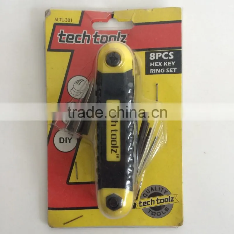 factory directly evaporated black folding type 8PC allen wrench hex key hand tool set