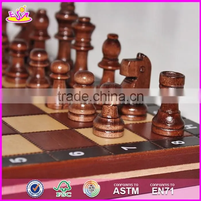 2017 New design children educational wooden chessboard with chess pieces W11A055