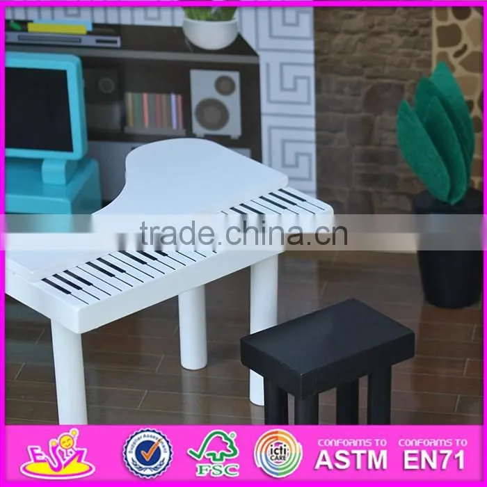 2016 new design full size children pretend play wooden uptown dollhouse with furniture W06A152