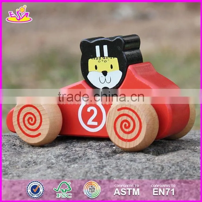 2017 New design kids funny animals wooden toy cars W04A333