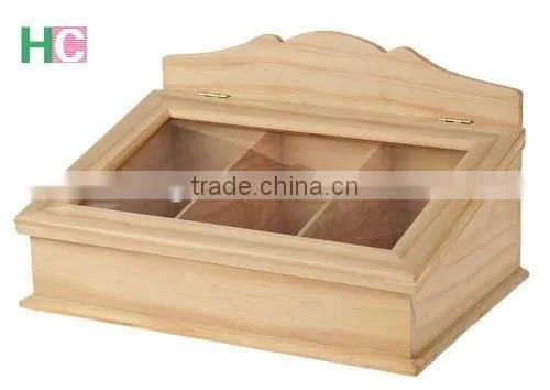 Plain Wooden Display Box Storage 9 Compartments