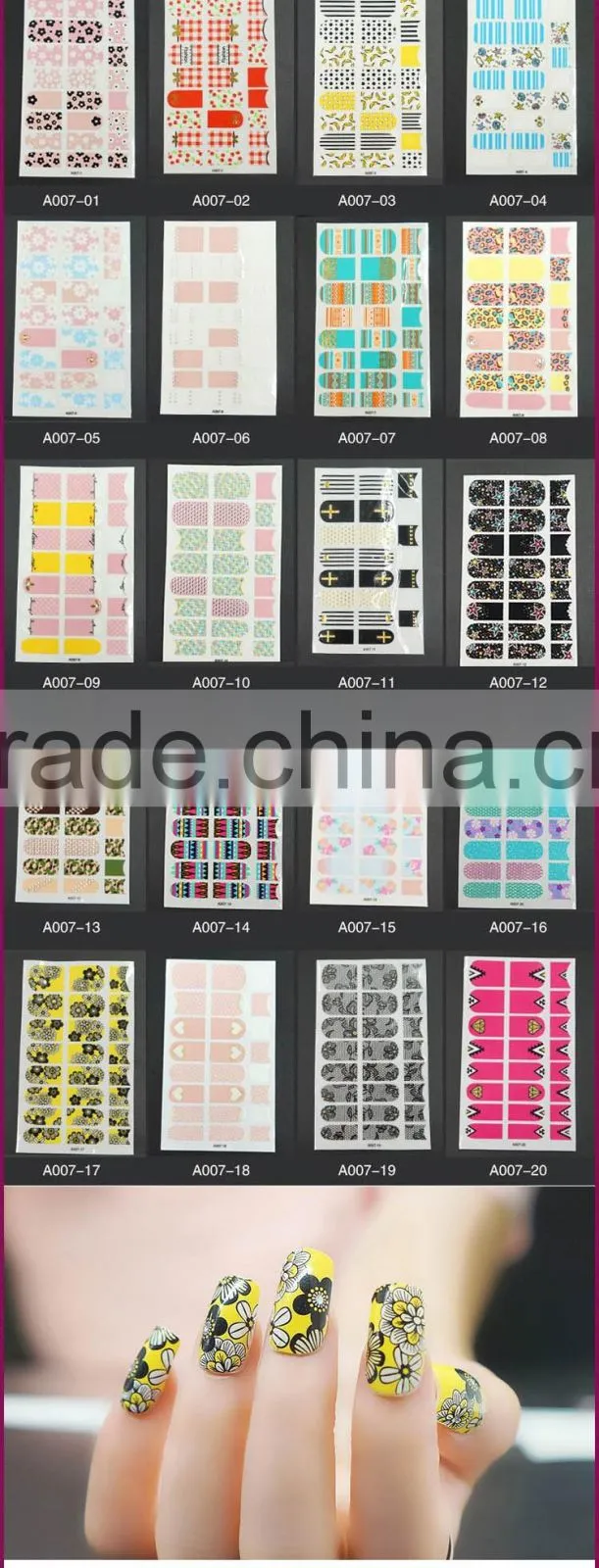 Newest fashional nail sticker eco-friendly girl nail wraps sticker