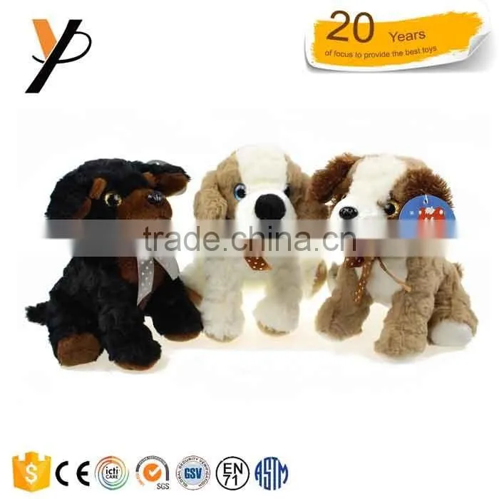 wholesale brown white black dog plush toys dog toys with scarf