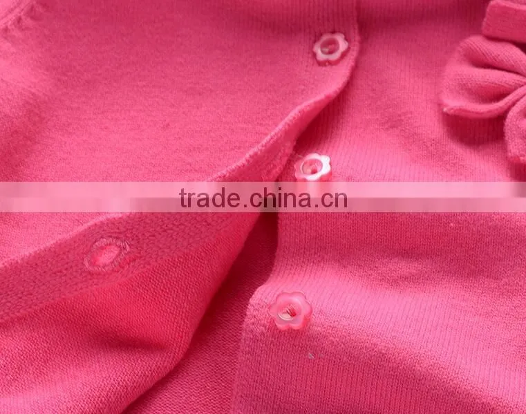OEM 100% cotton knitted cute bows girls pink cardigan sweaters